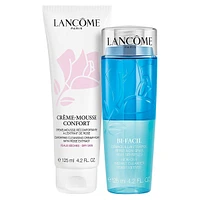 Coffret des fêtes Crème Mousse-Confort avec huile d'églantier nourrissante et démaquillant double-action pour les yeux Bi-Facil, 2 pièces, valeur de 92 $