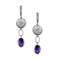 Ambrosia 925 Sterling Silver & Amethyst Dangle Earrings