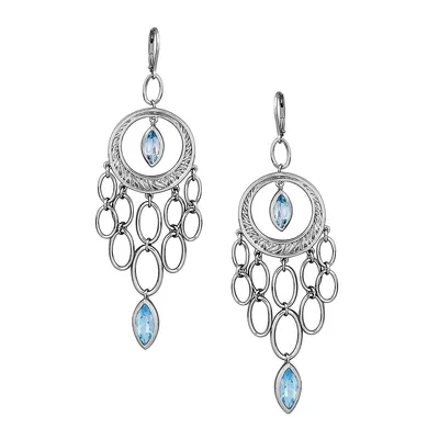 Boucles d'oreilles chandelier en argent sterling avec topazes bleues Ambrosia