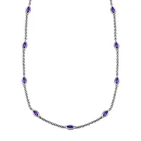 Ambrosia 925 Sterling Silver & Amethyst Station Necklace