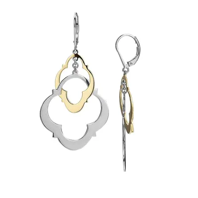Compass Rose Two-Tone Drop Earrings