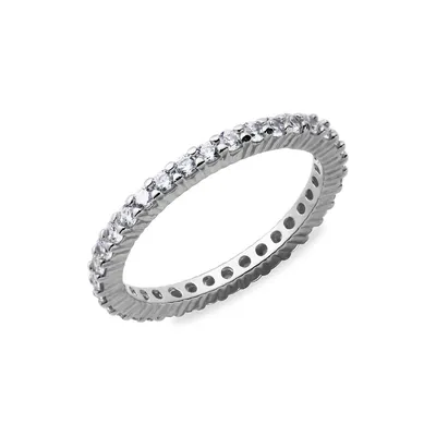 Sterling Silver Cubic Zirconia Thin Eternity Band
