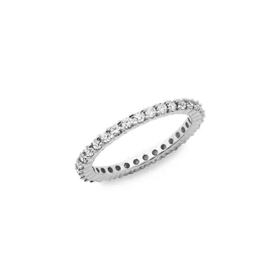 PAJ Rhodium-Plated Sterling Silver & Cubic Zirconia Band Ring