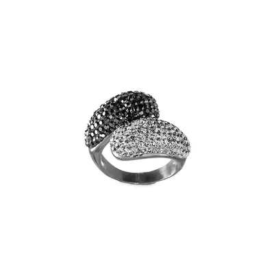 Two-Tone Crystal By Pass Ring