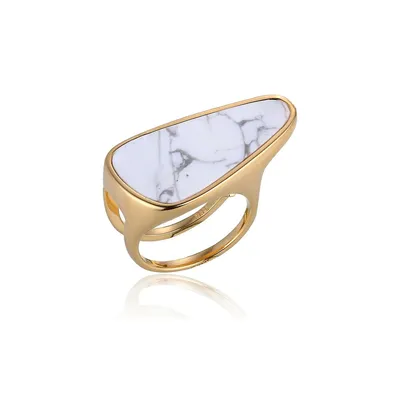 Serenity 18K Goldplated White Howlite Ring