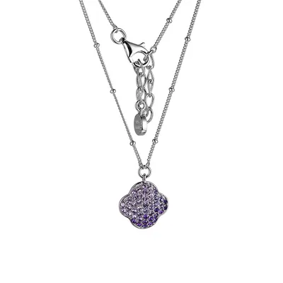 Collier à pendentif en argent sterling 925 trèfle avec cristaux Swarovski violets ombrés Cascade