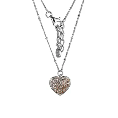Collier à pendentif en argent sterling 925 à cœur ombré de cristaux Swarovski pêche Cascade