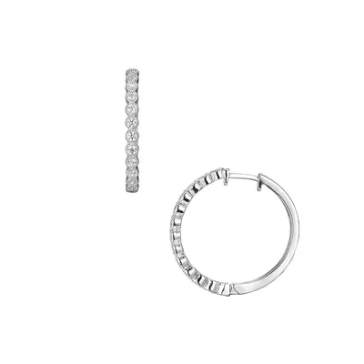 PAJ Rhodium-Plated Sterling Silver & Cubic Zirconia Hoop Earrings