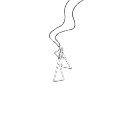 Collier à pendentif Triple Triangle en argent sterling rhodié Tryst