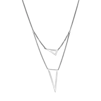 Collier triangle à 2 couches en argent sterling plaqué rhodium Tryst
