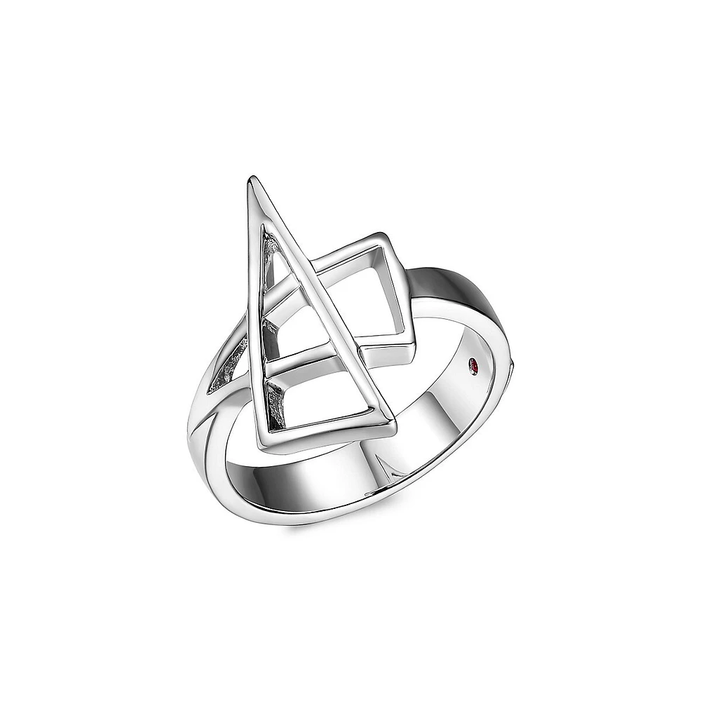 Bague triangle à verrouillage en argent sterling rhodié Tryst