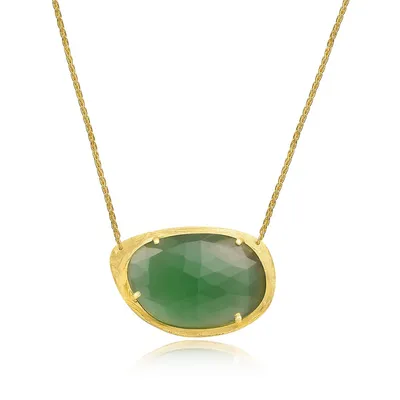 Goldplated Sterling Silver and Chalcedony Irregular Pendant Necklace