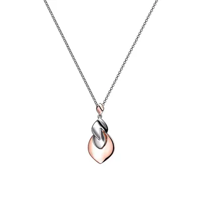 Rose Petal Two-Tone Sterling Silver Pendant Necklace
