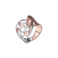 Rose Petal 18K Goldplated & Rhodium-Plated Sterling Silver Ring