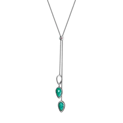 Blink Rhodium-Plated Sterling Silver & Chrysoprase Necklace