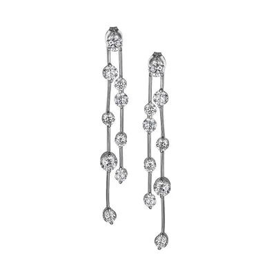 PAJ-Bridal Rhodium-Plated Sterling Silver & Cubic Zirconia Waterfall Earrings