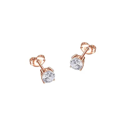 Boutons d'oreilles en argent sterling plaqué or rose 18 ct avec cristaux