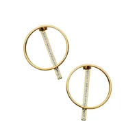 Stainless Steel & Crystal Hoop Earrings