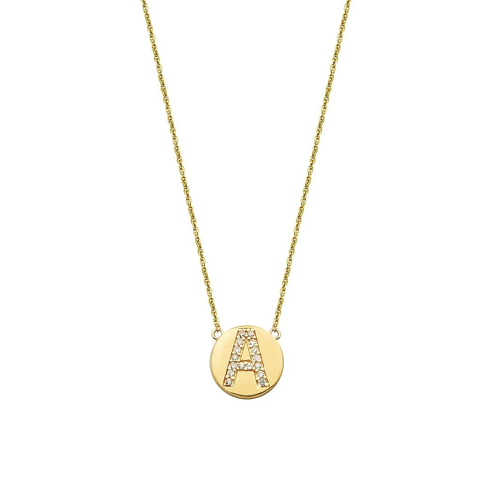 Initials 10K Yellow Gold & Cubic Zirconia Pendant Necklace