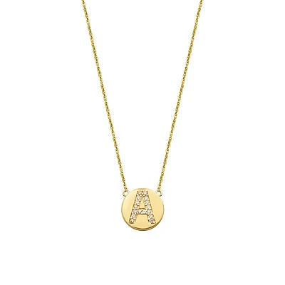 Initials 10K Yellow Gold & Cubic Zirconia Pendant Necklace