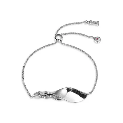 Island Life Sterling Silver, Rhodium-Plated & Created Ruby Bolo Bracelet