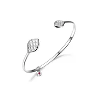 Island Life Sterling Silver, Created Ruby & Rhodium-Plated Open Cuff Bracelet