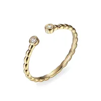 PAJ 18K Goldplated Sterling Silver & Cubic Zirconia Twisted Open Ring