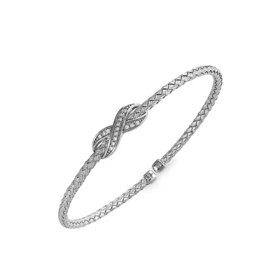 Infinity Sterling Silver & Cubic Zirconia Bangle Bracelet