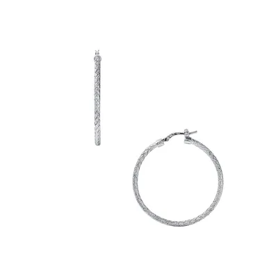 Jody Rhodium-Plated Sterling Silver Woven Oval Hoop Earrings