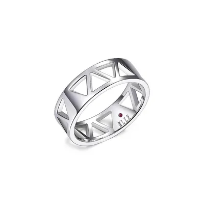 Cairo Rhodium-Plated Sterling Silver Band Ring
