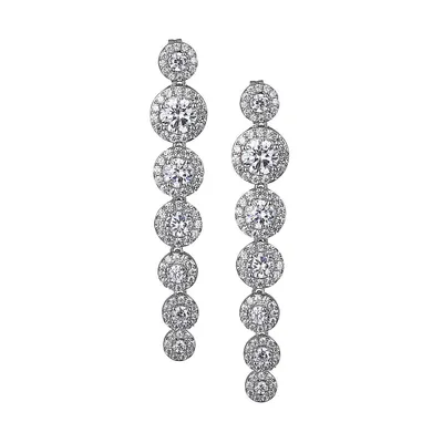 Pendants d'oreilles en argent sterling rhodié avec cristaux PAJ-Bridal