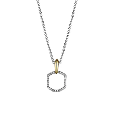 Collier à pendentif en pointe en argent sterling rhodié et plaqué or 18 ct avec cristaux Glam
