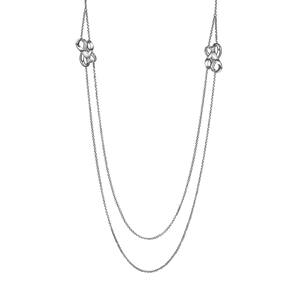 Infinite Rhodium-Plated Sterling Silver Multi-Strand Necklace