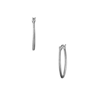 PAJ Rhodium-Plated Sterling Silver & Cubic Zirconia Oval Twist Hoop Earrings
