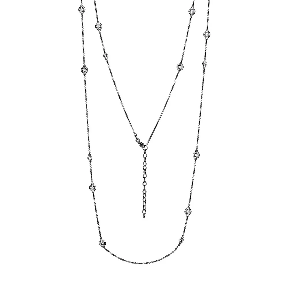 PAJ Rhodium-Plated Sterling Silver & Cubic Zirconia Station Necklace