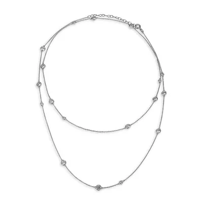 PAJ Rhodium-Plated Sterling Silver & Cubic Zirconia Station Necklace