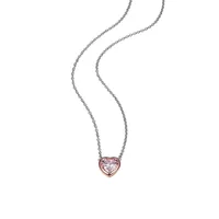 PAJ 18K Rose Goldplated & Rhodium Plated Sterling Silver & Cubic Zirconia Heart Pendant Necklace