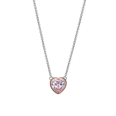 Collier à pendentif en cœur de cristaux en argent sterling plaqué or rose 18 ct PAJ