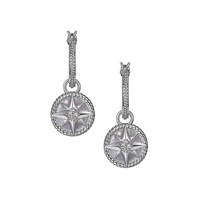 Stella Rhodium-Plated Sterling Silver, Mother-Of-Pearl & Cubic Zirconia Star Drop Earrings