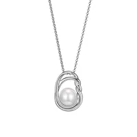 Rhodium-Plated Sterling Silver & Shell Pearl Pendant Necklace