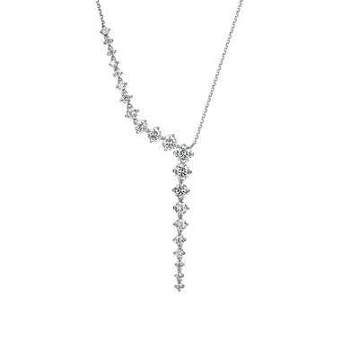 Reign By PAJ Sterling Silver & Cubic Zirconia Asymmetrical Cascade Y Necklace