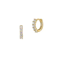 18K Goldplated Sterling Silver & Cubic Zirconia Round Huggie Earrings