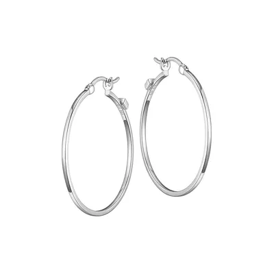 Rhodium-Plated Sterling Silver Hoop Earrings