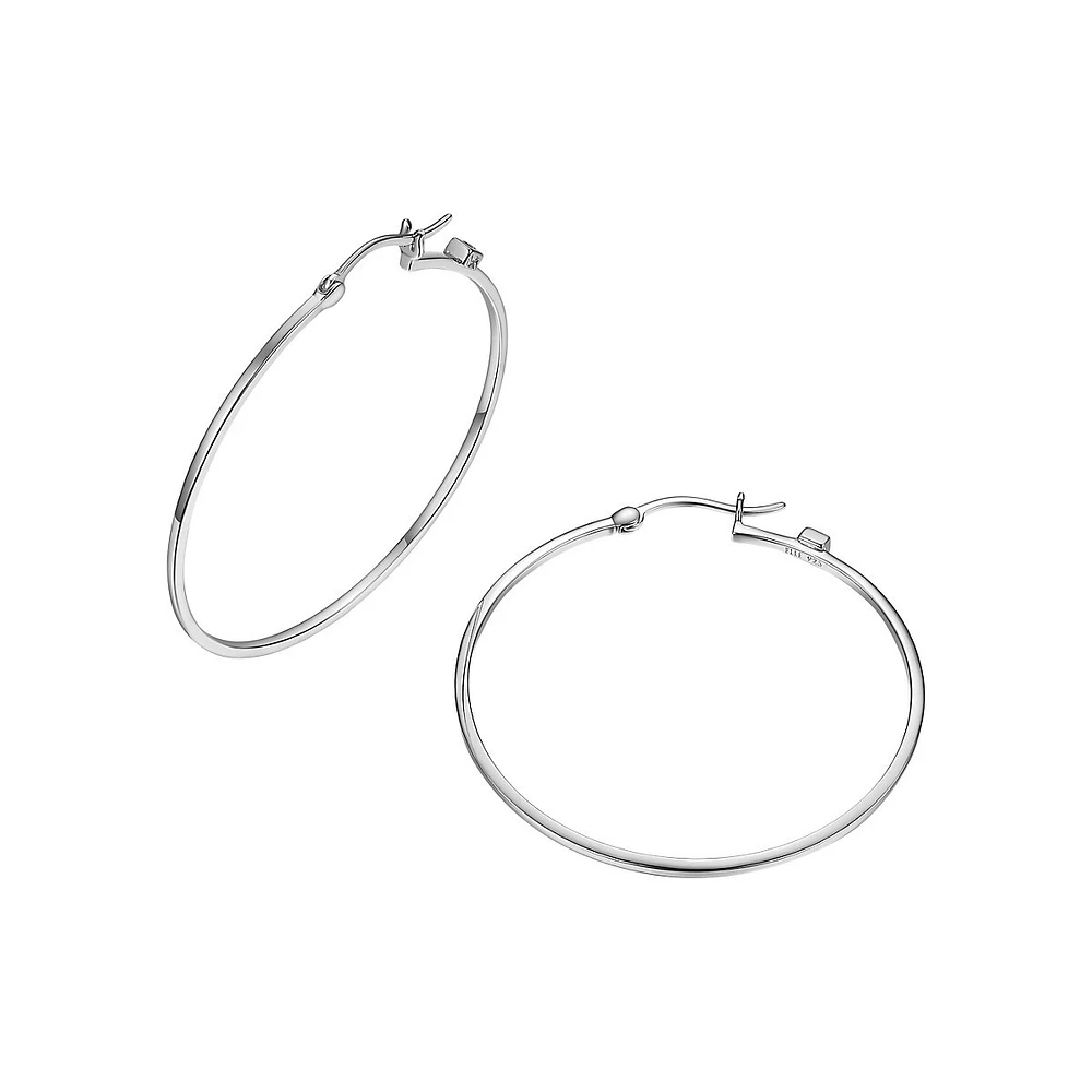 Rhodium-Plated Sterling Silver Hoop Earrings