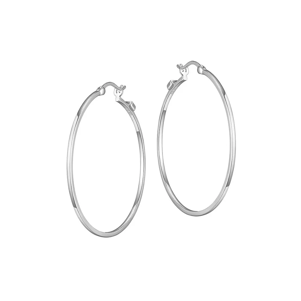 Rhodium-Plated Sterling Silver Hoop Earrings