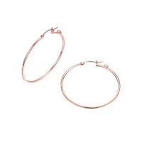 18K Rose Goldplated & Rhodium-Plated Sterling Silver Hoop Earrings