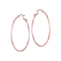 18K Rose Goldplated & Rhodium-Plated Sterling Silver Hoop Earrings