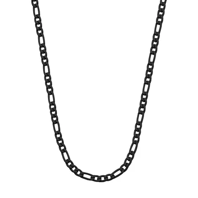 Ion-Plated Black Stainless Steel Figaro Chain Necklace