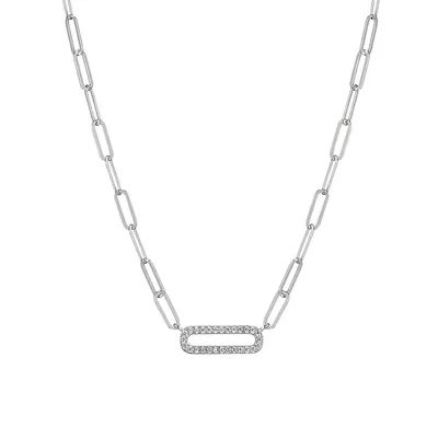 Reign By PAJ Sterling Silver & Cubic Zirconia Pavé Single Paperclip Link Necklace