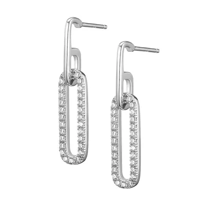 Reign By PAJ Sterling Silver & Cubic Zirconia Paperclip Link Earrings